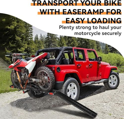 Heavy-Duty Steel Motorcycle Trailer Carrier with Loading Ramp, 600 Lbs Motorcycle Carrier Mount,Scooter Dirt Bike Trailer Hauler with Ratchet Straps and Stabilizer, for Car,Truck