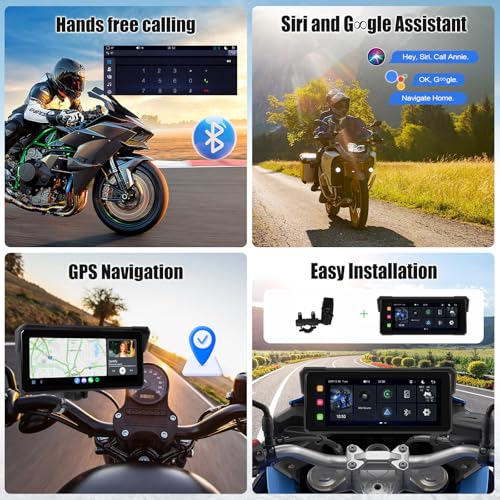 Motorcycle GPS Navigation System with Wireless Carplay Android Auto 8.1" Moto CarPlay Screen with Dual Bluetooth, Navigation/Siri/G00gle Assistant Waterproof - color: 8.1 inch