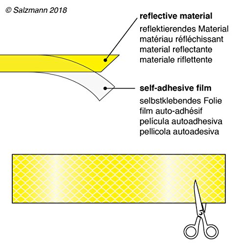 Salzmann Reflective Diamond Grade Stickers | Outdoor, Waterproof | 4 Pack | Made with 3M Reflective Material | Waterproof Safety Decals | Yellow, Orange, Red & White - color: Yellow