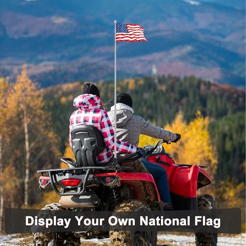 2Pcs Adjustable Bike Flag Pole, 51in/1.2m Stainless Steel Motorcycle Golf Cart Flagpole Mounts for Mountain Road Bicycle Off-Road Accessories