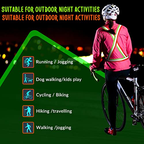 Macarrie 15 Pcs High Visible Reflective Running Vest Bulk Adjustable Safety Vest Elastic Straps Gear Night Walking Outdoor - color: Green and Orange