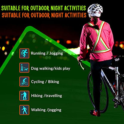 Macarrie 15 Pcs High Visible Reflective Running Vest Bulk Adjustable Safety Vest Elastic Straps Gear Night Walking Outdoor - color: Green and Orange