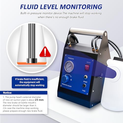 Electric Motive Power Brake Pressure Bleeder Kit, 4-Wheel Simultaneous Smart Pulse Fluid Oil Exchanger, DC 12V /AC 110V Pneumatic Automotive Machine for All Vehicles One-Person Operation - size: 14PCS Kit