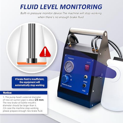 Electric Motive Power Brake Pressure Bleeder Kit, 4-Wheel Simultaneous Smart Pulse Fluid Oil Exchanger, DC 12V /AC 110V Pneumatic Automotive Machine for All Vehicles One-Person Operation - size: 14PCS Kit