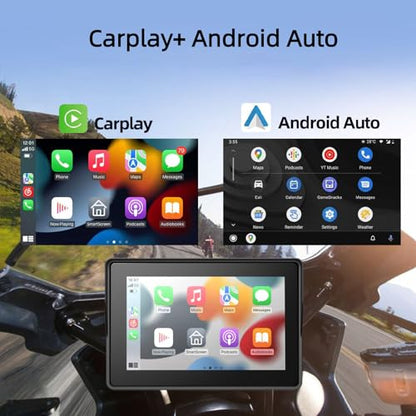 Motorcycle CarPlay & Android Auto, 6.5 Inch Wireless Carplay Screen with GPS Navigation, IP67 Waterproof Touchscreen, Bluetooth, Portable Screen for Motorbike, Dual Bluetooth, Siri, G-Assist - size: 6.5 inch