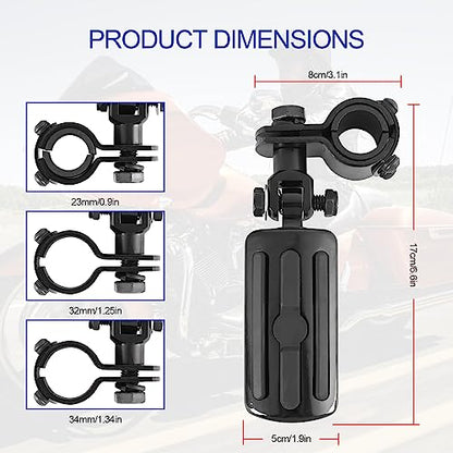 Motorcycle Highway Pegs, Crash Bar Foot Pegs for Harley Touring Electra Street Glide Road King Sportster, Kawasaki, 1"(25mm), 1 1/4"(32mm), 1 1/3"(34mm) Engine Guard Footrest, 1 Pair - color: Slotted Style - All Black