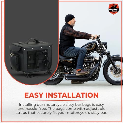 Daniel Smart Cooler Insert Motorcycle Sissy Bar Bag - Insulated Saddle Bag Cooler - Hard Liner Small Biker Luggage Bag, Black