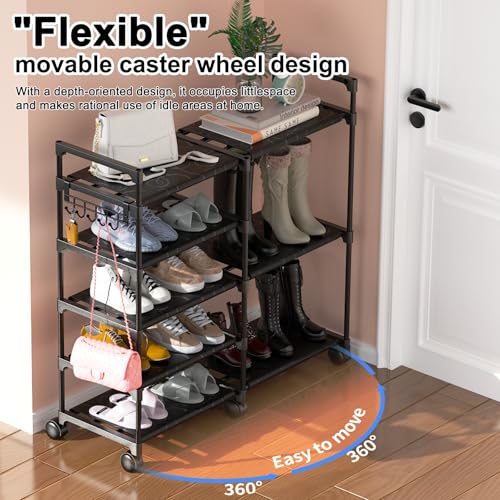 CSXGBAB Shoe Rack Organizer, 5-Tier Large Shoe Stand with Wheels Easy to Mobile Tall Shoe Storage Shelf for Closet, Entryway or Garage for 16–18 Pairs - size: 5-tier with wheels
