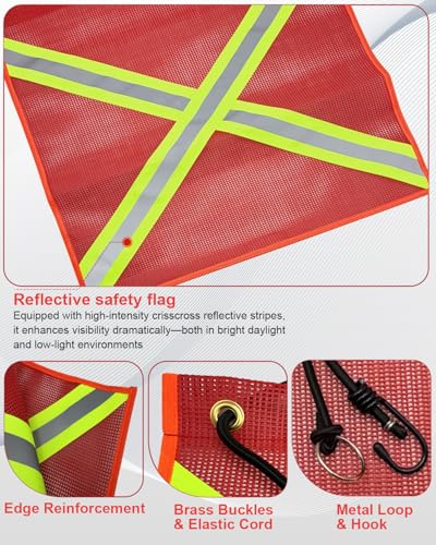 18x18 Inch Safety Flags, Mesh Warning Flags Quick Hook Up Safety Reflective Flags Single Sided Cross-Reflective Strip Flag for Trailer Hauling Transport (Red-2 Pack) - color: Red