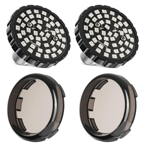 PBYMT Upgrade 2" Motorcycle Rear Turn Signals with Smoked Lens Covers 1157 LED Running Lights Compatible With Harley Davidson Touring Dyna Softail Sportster Street Glide Road Glide Iron 883