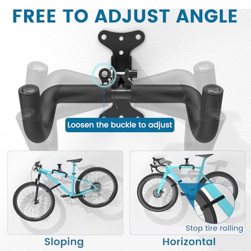 Housolution Bike Wall Mount - [2 Pack] EVA Foam Padded up to 48.5 lbs, Carbon Steel, Valve Mechanism, Heavy-Duty Adjustable Bike Wall Hanger for Road, Mountain and Hybrid Bikes, Garage & Apartment - size: 2 pack