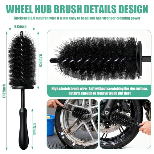 13PCS Motorcycle Cleaning Kit, Motorcycle Detailing Kit Overall Cleaner Tools Car Washing Brush Rims Cleaning Kit Chain Tire Wheel Brush Set Chain Tire for Car Bike Motorbike (Green)