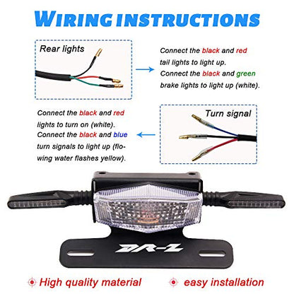 License Plate Holder Fender Eliminator Rear Tail Tidy LED Brake Lights and Turn Signals For Suzuki DRZ400S DRZ400SM DRZ400E (Clear) - color: Clear