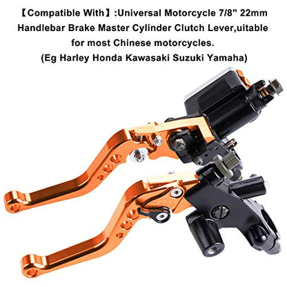 Universal Motorcycle 7/8" 22mm Handlebar Brake Master Cylinder Clutch Lever CNC Left & Right Set - color: Orange
