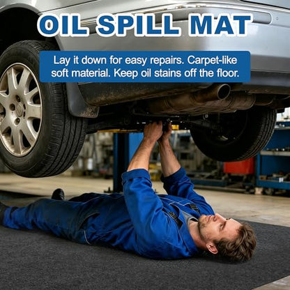Oil Mat for Garage 36" x 59" - Premium Felt + Rubber Waterproof Backing Thickened Soft Contains Liquids Oil Spill Mat Reusable Non-Slip Maintenance Pad for Under Car Workbench Driveway Spot Protection - size: 3' x 4'11"