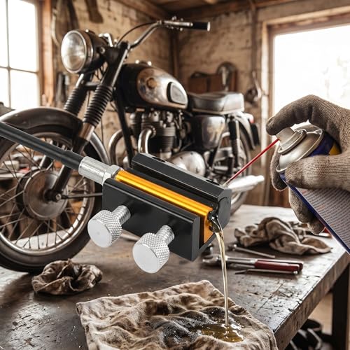 Aramox Cable & Chain Lubricator Tool Luber Oiler Kit for Motorcycle ATV Aluminum & Rubber (Black Gold) - color: Black Gold