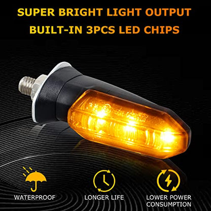 4PCS Universal Motorcycle Turn Signals, Front Rear LED Turn Signal Lights Amber Blinkers for Motorbike Scooter Quad Cruiser Off Road Turing - color: smoked/amber
