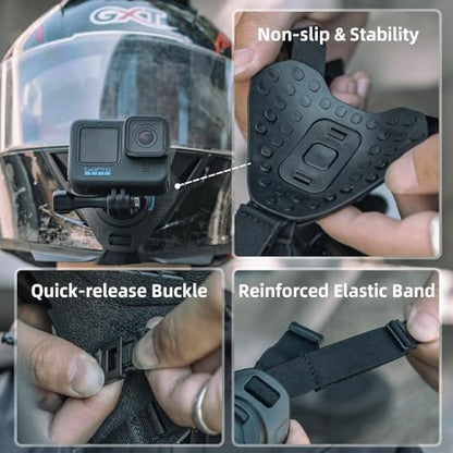 Magnetic Quick Release Motorcycle Helmet Chin Strap Mount Compatible with Go pro Hero 13,12,11,10, 9, 8, 7, (2018), 6 5,DJI Osmo Action 6/5 Pro/4/3/2, AKASO, SJCAM and More - color: T8 Pro