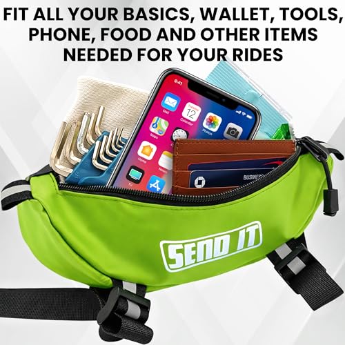 Waterproof Dirtbike Handlebar Bag | Compact Motorcycle Handle Bar Storage Pouch | Universal Fit Dirt Bike Bag for Trail & Adventure Riding | Durable Surron Bar Bag - Green - color: Green