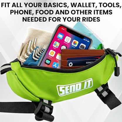 Waterproof Dirtbike Handlebar Bag | Compact Motorcycle Handle Bar Storage Pouch | Universal Fit Dirt Bike Bag for Trail & Adventure Riding | Durable Surron Bar Bag - Green - color: Green