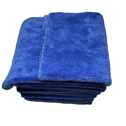 SOFTBATFY Plush Edgeless Microfiber Towel for Car, Soft Drying Wash Detailing Buffing Polishing Towel, 500 GSM 6Pack 16 x 16inches (Blue, 6Pack) - color: Blue