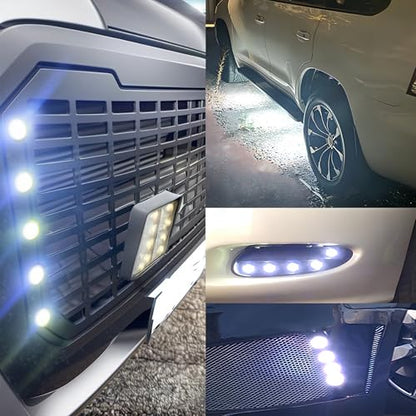 4Pcs 23mm DC 12V Black shell Eagle Eye Cob LED Car Fog DRL Daytime Running Light Backup Reverse Tail Rock Lights Headlights Signal Lamp Small bulb diy use for car and motorcycle (White) - color: White