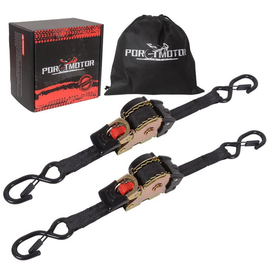 2 Pack Retractable Ratchet Straps (1" × 10'), 1500LBS Break Strength Ratchet Tie Down Straps Heavy Duty Auto Retracting Ratchet Straps for Motorcycle, Trailers, Boats, ATVs, UTVs - style: 1in x 10ft (Pack of 2)
