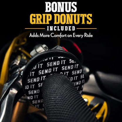 SEND IT Handlebar Pad with FREE GRIP DONUTS - Universal Fit for Dirt Bikes and ATVs Crossbar by ThrottlePak (BLACK, SQUARE) - color: Square