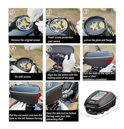 Detachable Quick Lock Flange Tank Bag Luggage Fit For CFMOTO 450SR 450SRS 450SS 650MT 800MT 250NK 650NK 250SR(B-TYPE)