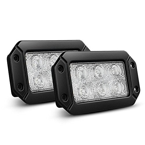 Nilight 15029S-B 2PCS 18w Flush Mount Lights Spot Work Driving Bar Off Road Led Jeep Truck Tacoma Bumper ATV UTV,2 Years Warranty - color: 2Pcs Flush Mount Lights