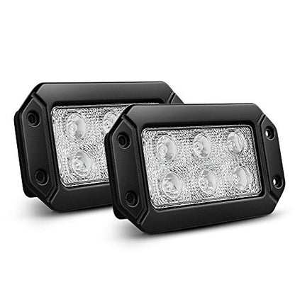 Nilight 15029S-B 2PCS 18w Flush Mount Lights Spot Work Driving Bar Off Road Led Jeep Truck Tacoma Bumper ATV UTV,2 Years Warranty - color: 2Pcs Flush Mount Lights
