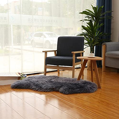 Real Genuine Sheepskin Rug Natural Fur Rug Sheep Skin Rugs Full Sheepskin Rugs Authentic Sheep Skin Throw Lambskin Seat Covers for Chairs Wool Seat Pad Cushion Blue Gray (2.3X3.28 ft) - color: 9