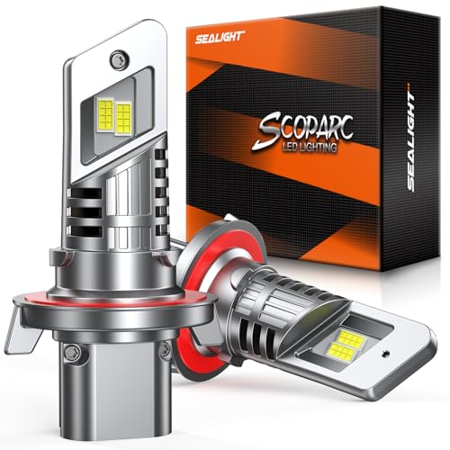 SEALIGHT 9008/H13 Bulbs, 800% Brightness 40000LM Super Brighter, 1:1 Size Fog Lights, 6500K Cool White, 60000Hrs Long Service Life with Cooling Fan, 3MIN Play and Plug, Pack of 2 - size: 9008/H13