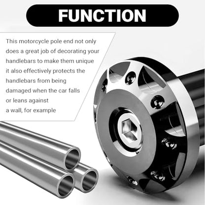 2 PCS Motorcycle Bar End Plug, 7/8" Alloy Handlebar Grip End Caps, Universal Handlebar Plug Replacement, for Most Dirt Bikes, Mountain Bike, Electric Bike (Silver) - color: Silver