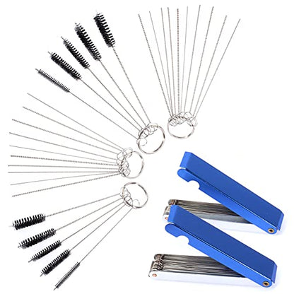 26 Cleaning Wires Set 20 Needles 24 Nylon Tube 10 Brushes Tool for Welder Carbon Dirt Jet Cleaner Nozzles Gas Orifice Engine Carburetor Carb Chainsaw Sprinkler Shower Head ATV Motorcycle Bike