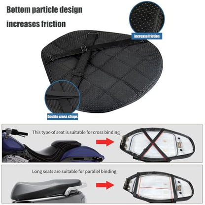 Motorcycle Seat Cushion for Harley Davidson Softail Fat Boy 1990-2024, Gel Motorcycle Seat Cushion Pain Relief for Long Rides Breathable Anti-Slip Ergonomic Design