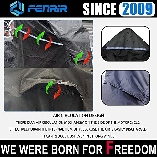 FENRIR 111" Trike Motorcycle Cover Waterproof Outdoor Storage Exhaust Pipe Anti-Scalding Antenna Hole Compatible with Harley Davidson Freewheeler TRI Glide Ultra Road Glide3 Trike Goldwing Roadmaster - size: Trike Motorcycle 111"X43.3"X43.3”