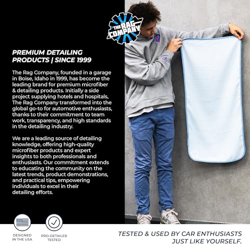 The Rag Company Dry Me A River, Professional Korean 70/30 Blend Microfiber Waffle-Weave Drying & Detailing Towels, Soft Suede Edges, 390 GSM, 20x40 Inches, Light Blue, 2-Pack - color: Light Blue, size: 20in x 40in
