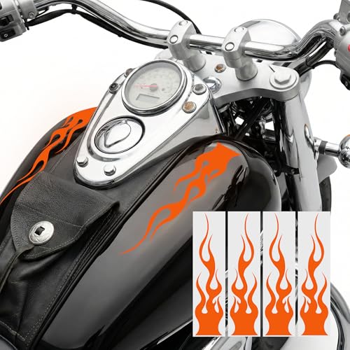 Bright Knight Decals Reflective Flame Stickers, Set of 4 Large Orange Flame Decals for Vehicles, Outdoor Waterproof 3M Vinyl Motorcycle Helmet Stickers for Safety Visibility with Clean Removal - color: Orange, size: Pack of 4