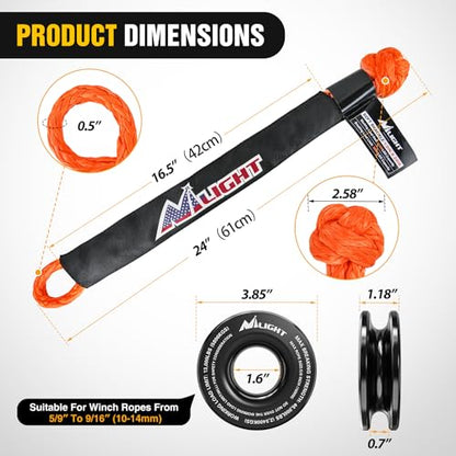 Nilight Synthetic Soft Shackle & Recovery Ring Kit 1/2inch x 24inch Soft Shackle (56,000 LBS Breaking Strength) with Snatch Ring (46,000 LBS MBS) for 4x4 Truck SUV ATV Off Road, 2 Years Warranty - color: 1Pc Shackles Orange + Snatch Ring