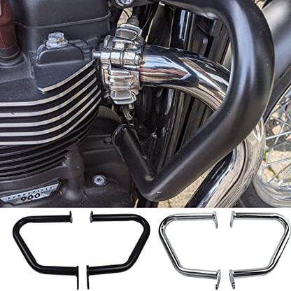 Motorcycle Bumper Engine Protector Compatible with Tri-umph Bonneville T100 T120 2017-2024 Street Twin Speed Twin 900 2023-2025 Thruxton R Speedmaster Crash Bar Protector (Chrome)