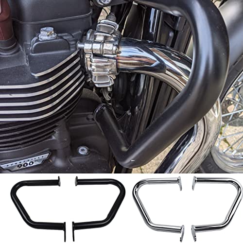 Motorcycle Bumper Engine Protector Compatible with Tri-umph Bonneville T100 T120 2017-2024 Street Twin Speed Twin 900 2023-2025 Thruxton R Speedmaster Crash Bar Protector (Chrome)