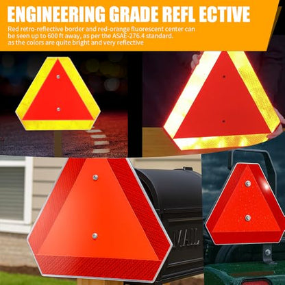 Slow Moving Vehicle Safety Sign,Slow Moving Vehicle Triangle Sign,Aluminum 14"x16" Engineering Grade Reflective for Golf Cart (Aluminum) - color: Aluminum
