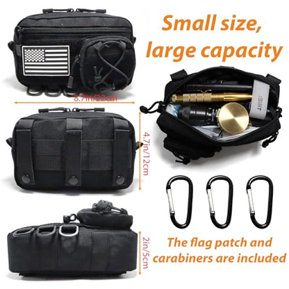 Tactical Molle Utility Pouch, Compact EDC Tool Pouch Bag Tactical Phone Pouches Medical EDC IFAK Pack Mini Waist Pouches - color: Black New