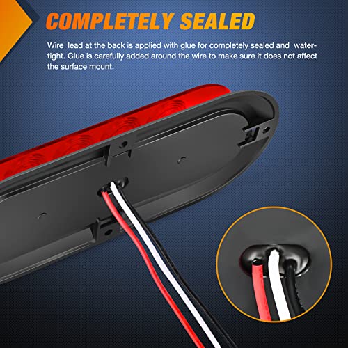 Nilight 6 Inch Oval Red LED Trailer Tail Light Surface Mount 2PCS 10 LEDs Waterproof Stop Brake Turn Trailers Lights for Truck RV Boat Bus Lorry Camper Van Caravan - color: Red Lights Screws 2PCS