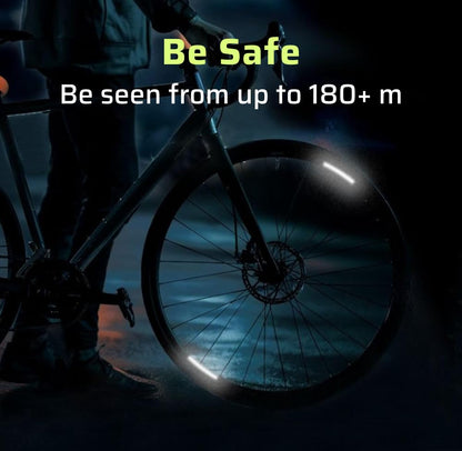 ReflecToes 720 Reflective Wheel Rim Stickers - 16 Pcs Reflective Decals, 720+ Candle Power Wheel Reflectors for Bike - High-Intensity Retroreflective Rim Tape - style: Wheel Rim 720