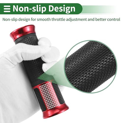 7/8" 22mm 15/16" 24mm Motorcycle Hand Grips Cover Kit Aluminum Alloy Rubber Handlebar End Grips Red 1 Set - color: Red