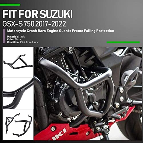 Motorcycle Black Steel Highway Crash Bars Crashbar Stunt Slider Cage Engine Guard Frame Falling Protectors Bumper for Su.zuki GSX-S GSXS GSX S 750 GSX-S750 2017 2018 2019 2020 2021 2022 2023