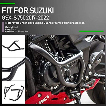 Motorcycle Black Steel Highway Crash Bars Crashbar Stunt Slider Cage Engine Guard Frame Falling Protectors Bumper for Su.zuki GSX-S GSXS GSX S 750 GSX-S750 2017 2018 2019 2020 2021 2022 2023