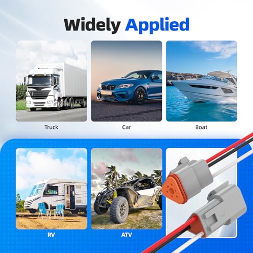 3 Pin Deutsch Connector, Hoodutric 16AWG Gray Male Female Wiring Harness DT Pigtail 3 Wire Waterproof Connector with Heat Shrink Tubing Electrical Tape for Car Truck Motorcycle Boat- 6 Kit - style: 3Pin Gray 6 Set